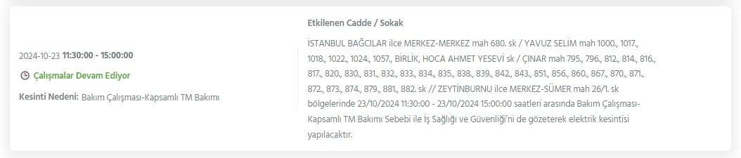 İstanbul'un 21 ilçesinde 8 saati bulacak elektrik kesintisi! Bu gece yarısından itibaren başlıyor 9